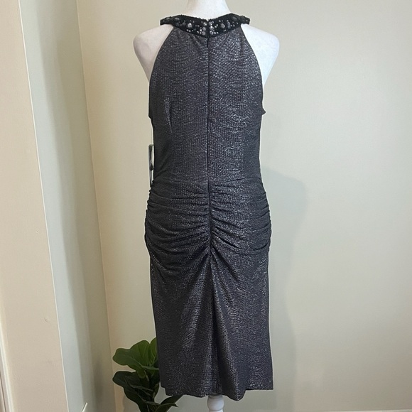 NWT Maggy London Women’s Shimmering Dark Gray Midi Dress Size 10 - Picture 5 of 7